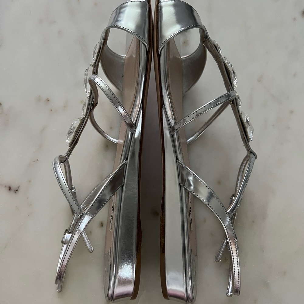 Miu Miu crystal silver flat sandals 41 New SOLD - Picture 5 of 7